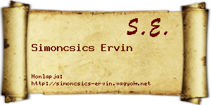 Simoncsics Ervin névjegykártya